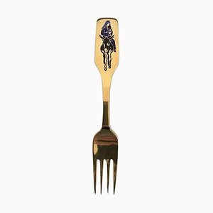 Christmas Fork in Gilded Sterling Silver with Enamel from A. Michelsen, 1966