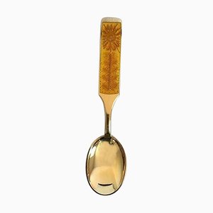 Christmas Spoon in Gilded Sterling Silver with Enamel from A. Michelsen, 1967