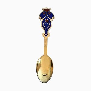 Christmas Spoon in Gilded Sterling Silver with Enamel from A. Michelsen, 1974