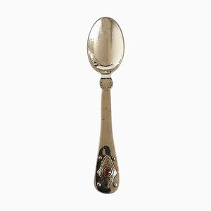 Jubilee Child Spoon in Sterling Silver with Carnelian Stone from Georg Jensen