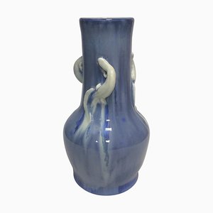 Crystalline Vase mit Salamander Newt von Valdemar Engelhardt für Royal Copenhagen