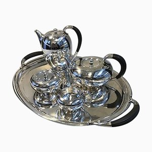 Sterling Silver No 787 Coffee Tea Set With Tray from Georg Jensen, Set of 5