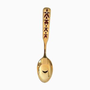 Gilded Sterling Silver Christmas Spoon with Enamel from Anton Michelsen, 1957