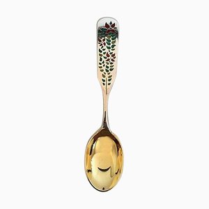Gilded Sterling Silver Christmas Spoon with Enamel from Anton Michelsen, 1955