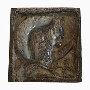Wall Relief with Squirrel in Stoneware by Arne Ingdam