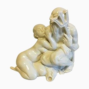 Figurine Blanc De Chine de Neptune et Femme sur Poisson de Bing & Grondahl