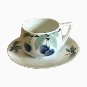 Donatello Blue Cherry Coffee Cup and Saucer from Rosenthal