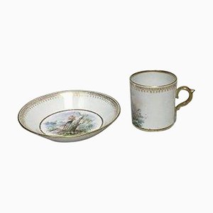 Hand-Painted Porcelain Cup and Saucer from Gustavsberg