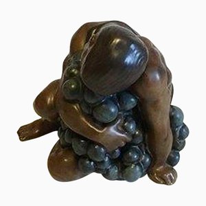 Figurine Sitting Bacchus with Grapes No 4024 by Kai Nielsen for Bing & Grøndahl