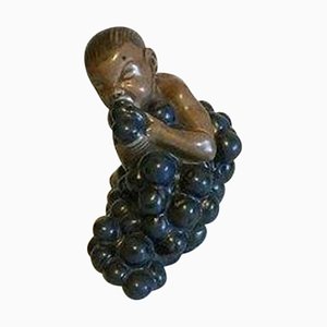 Figurine Little Bacchus with Grapes No 4021 by Kai Nielsen for Bing & Grøndahl
