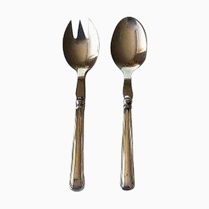 Old Danish Silver and Stainless Steel Little Salad Set from Cohr, Set of 2