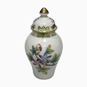 Queen Victoria Green Miniature Vase with Lid from Herend