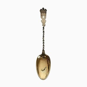 Large Gilded Serving Spoon in Silver