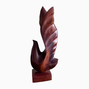 Escultura de pájaro escandinava de madera