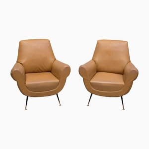 Beige Armchairs in Leatherette by Gigi Radice, Set of 2