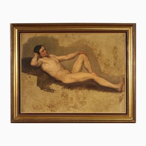 French Artist, Male Nude, 19th Century, Oil Painting, Framed