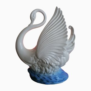 Vintage American Ceramic Swan Table Lamp, 1980s