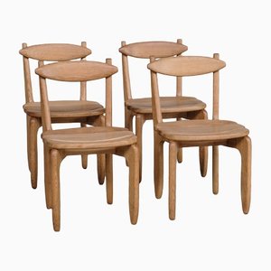 Mid-Century Wooden Dining Chairs by Thierry for Guillerme Et Chambron, Set of 4