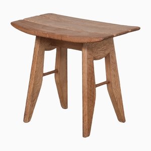 Mid-Century Oak French Stool by Guillerme Et Chambron