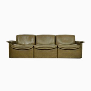 Swiss Original Buffalo Leather Model Ds-12 3-Seater Sofa from de Sede, 1970s, Set of 3