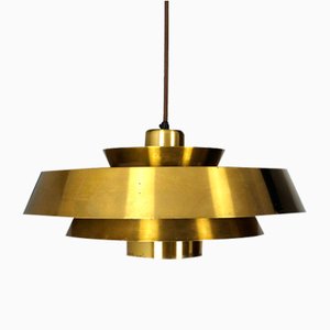 Mid-Century Danish Nova Pendant Lamp in Brass by Jo Hammerborg for Fog & Mørup, 1960s