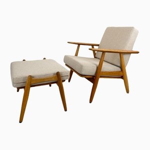 GE-240 Armchair and Ottoman by Hans J. Wegner for Getama, Set of 2