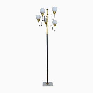 5-Light Marble and Glass Floor Lamp, Italy, 1950s