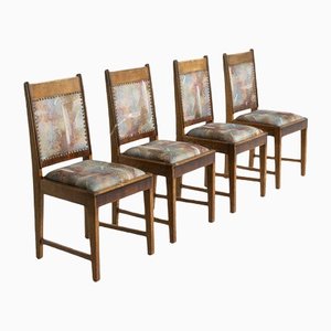Amsterdam School Dining Chairs, the Netherlands, 1930s, Set of 4