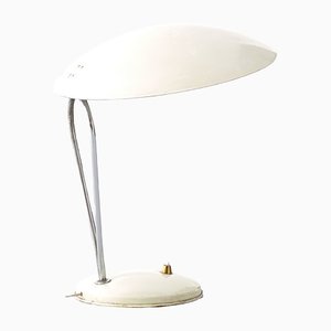 Italian White, Chrome & Brass Table or Desk Lamp, 1950s