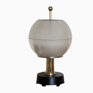 Italian Metal, Brass and Glass Table Lamp, 1950s