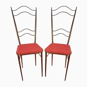 Italian Brass Chairs in the Style of Chiavarri, 1960s, Set of 2