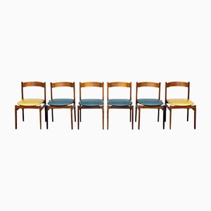 Chairs with Rosewood and Seat Covered in Gianfranco Frattini Leather for Bernini Italia, 1957, Set of 6