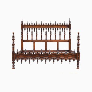 Antique Spindle Wood Bed, 1900s