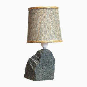 Vintage Blue Slate Table Lamp with Shade, 1970s
