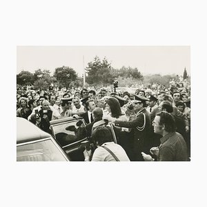 Jackie Kennedy with Crowd of People, 1970s, Black & White Photograph