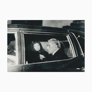 Jackie and Aristoteles Onassis in Car, Paris, 1973, White & White