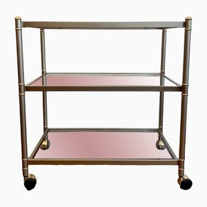 Bicolor Bar Cart with Glass Trays, 1970s