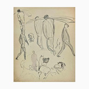 Norbert Meyre, The Sketches of Figures, Dessin Original, Milieu du 20ème Siècle