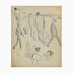 Norbert Meyre, The Sketches of Figures, Original Drawing, Mid-20th Century