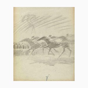 Norbert Meyre, The Horses, Original Drawing, Mid-20th Century