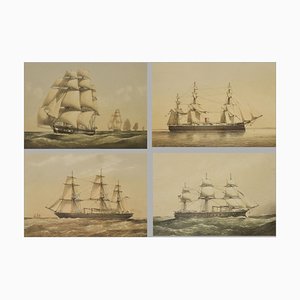 Ship Lithographs, Set of 4
