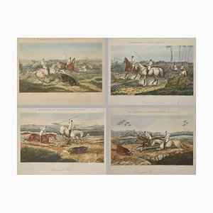 R. Ackermans, Hunting Scenes, Engravings, Framed, Set of 4