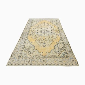 Tapis Vintage Fait Main en Laine Jaune