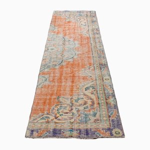 Tapis Vintage Fait Main en Laine Orange Délavé