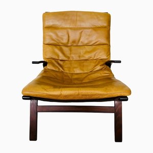 Vintage Norwegian Tan Leather Chair by Elsa & Nordahl