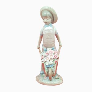 Wheelbarrow with Flowers Boy Figurine from Lladro