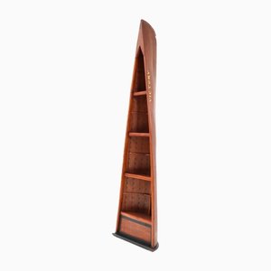 Vintage Teak Canoe-Shaped Bookcase
