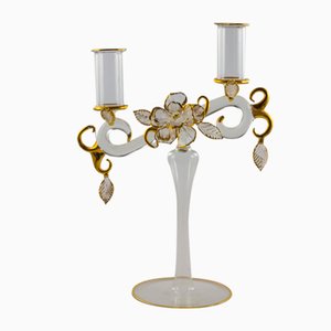 Pink and Gold Lights Double Candlestick from Cortella Ballarin Production
