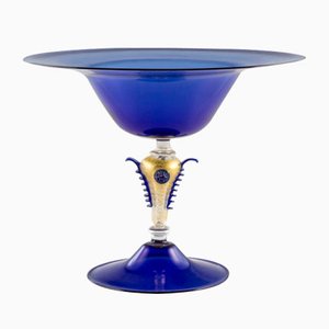 Vaso soplado azul con vidrio dorado de Cortella & Ballarin