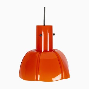 Orangefarbene Modell P174 Hängelampe aus Glas von Limburg